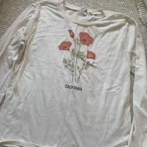 PACSUN LONG SLEEVE WHITE CREAM CALIFORNIA SHIRT